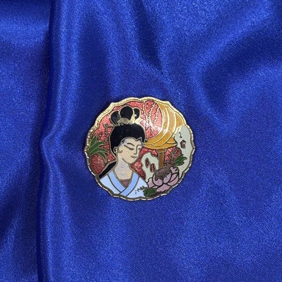 Vintage Cloisonné Enamel Brooch Statement Pendant Chinoiserie Style - Picture 2 of 8